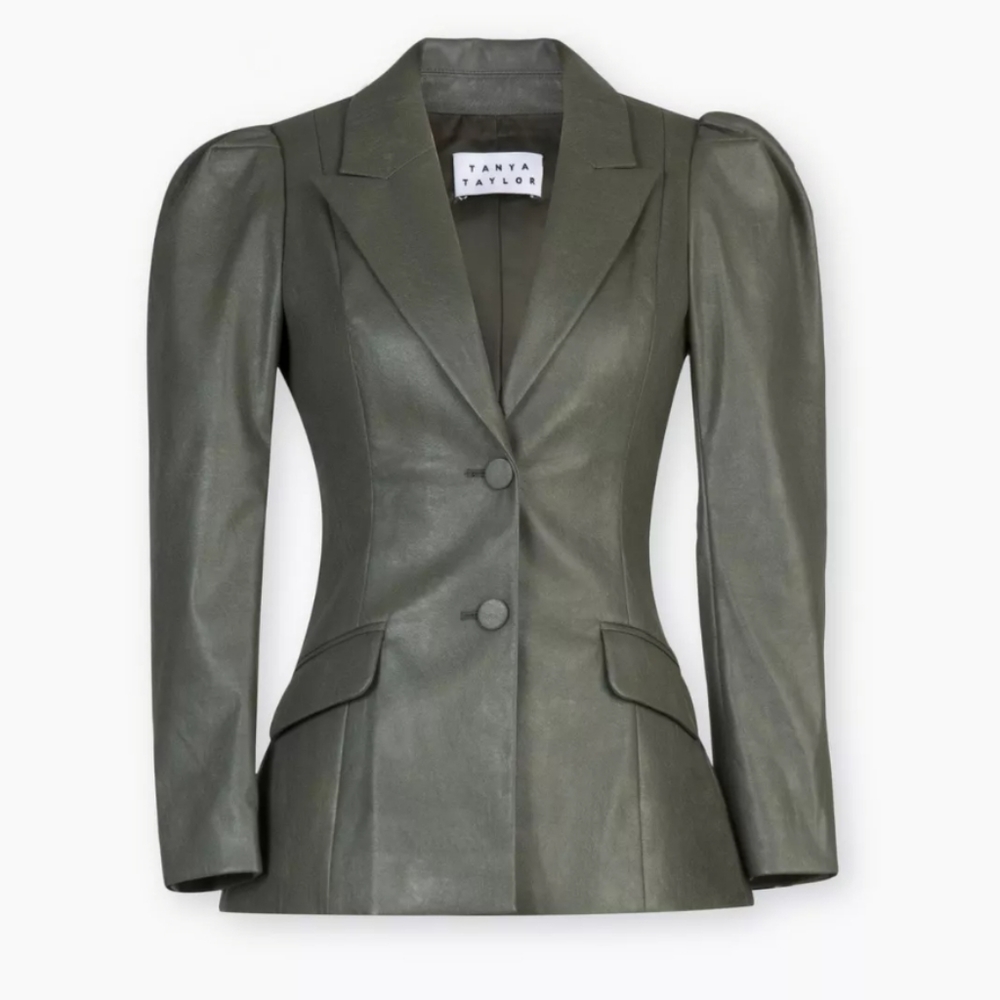 Tanya Taylor Mariel faux leather blazer size 20